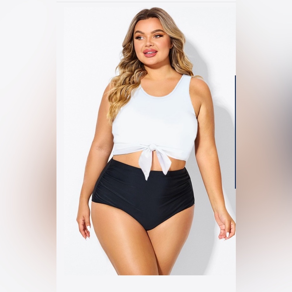 White Knotted Crop Bikini Top ONLY